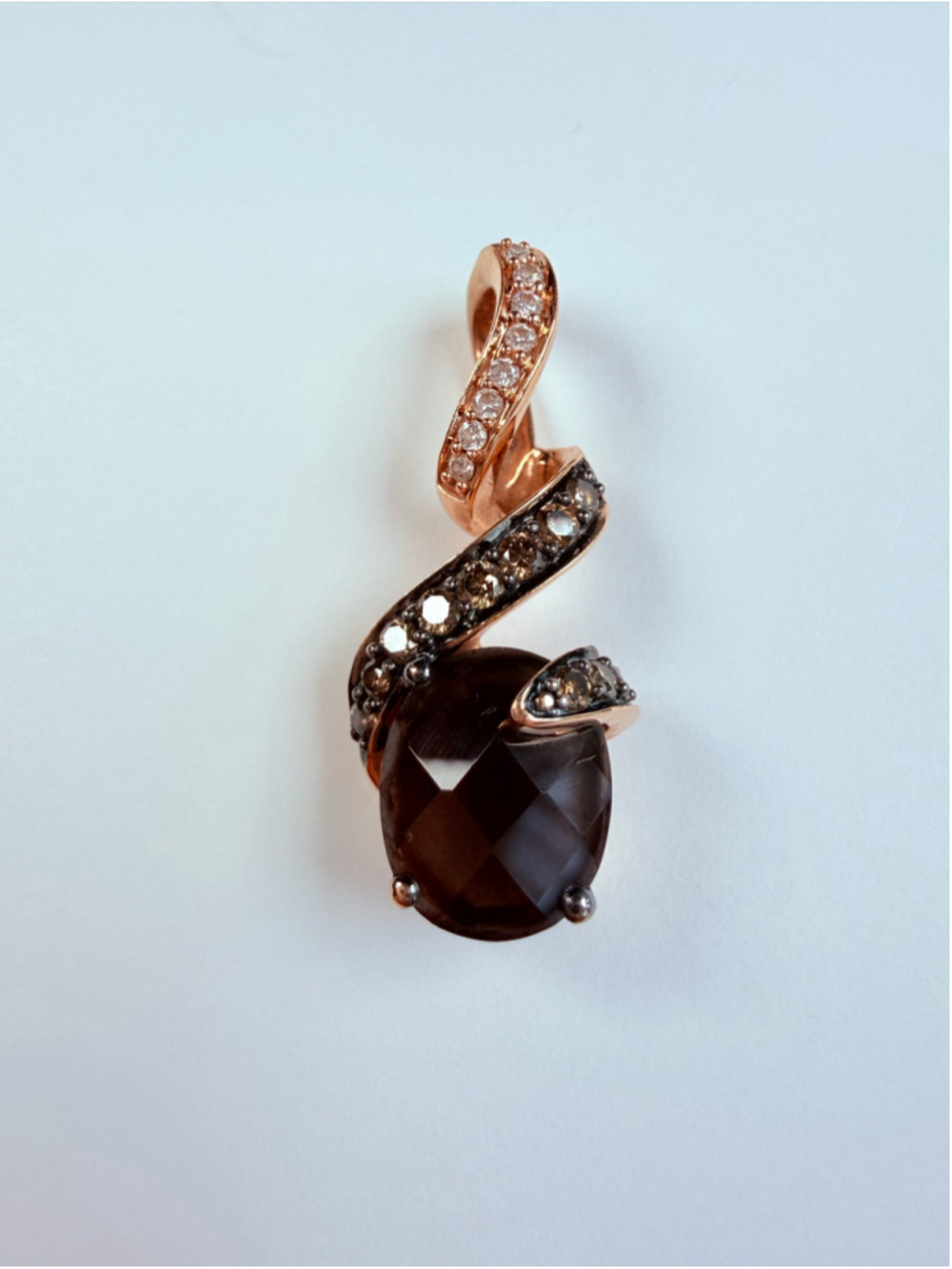 Le Vian 14K Gold Diamond & Chocolate Smoky Quartz Necklace Ribbon Pendant $2,999